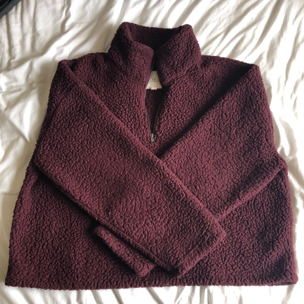 Oversized Teddy Sherpa Quarter Zip Pullover